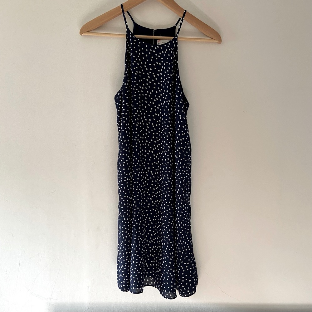 Navy Dress with Polka Dots